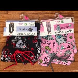 Sleep Joggers Pajama Pants 2 Pairs XS Disney Villains  & Cats NIP